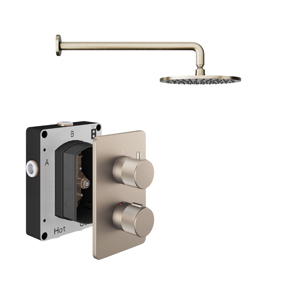 Product Cut out image of the Abacus Iso Pro Brushed Nickel 1 Outlet Shower Pack with Fixed Shower Head